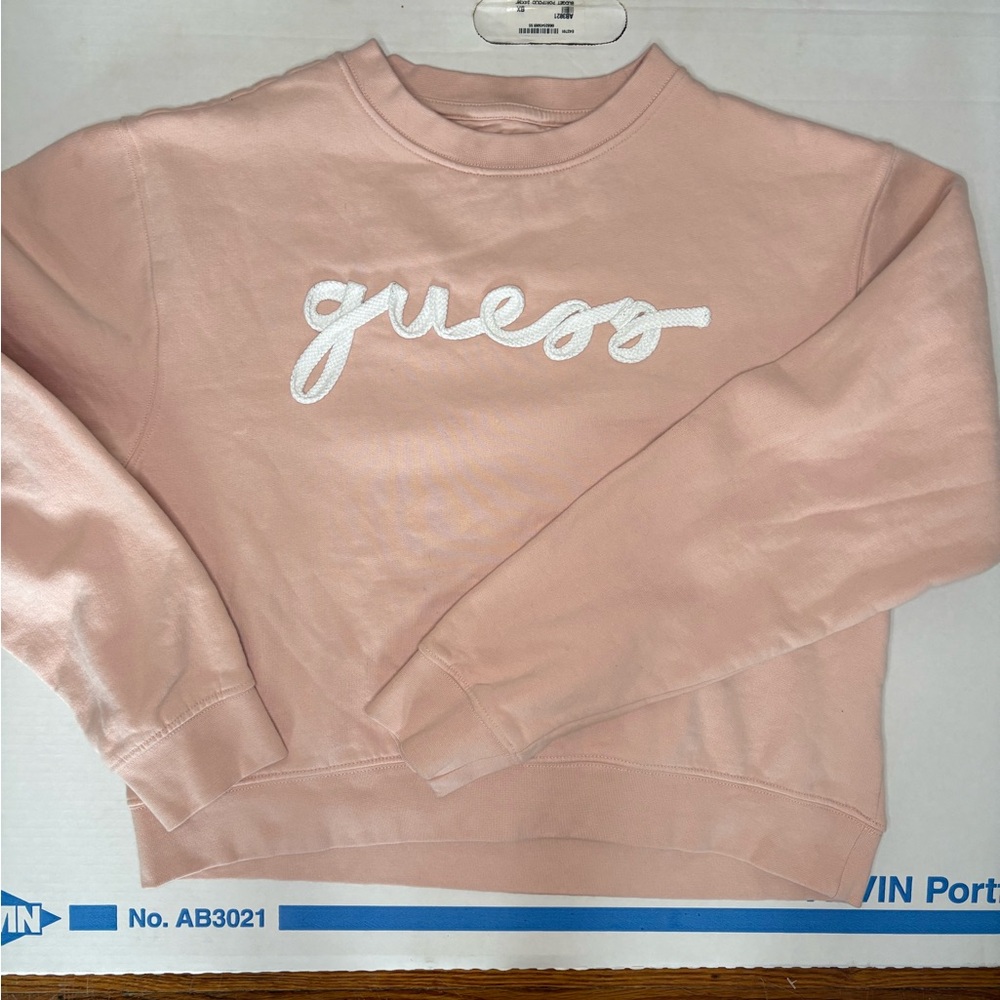 Guess Crewneck Sweatshirt in Dusty Rose with White Script